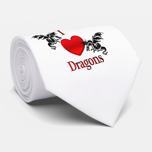 Cravate Je Coeur Dragons (Roulé)
