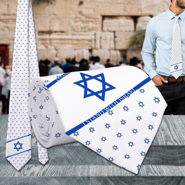 Cravate Je Me Trouve Avec Israël Bleu Étoile Blanche De Da (I Stand With Israel Blue White Star Of David Neck Tie in support of Israel Baruch Hashem )