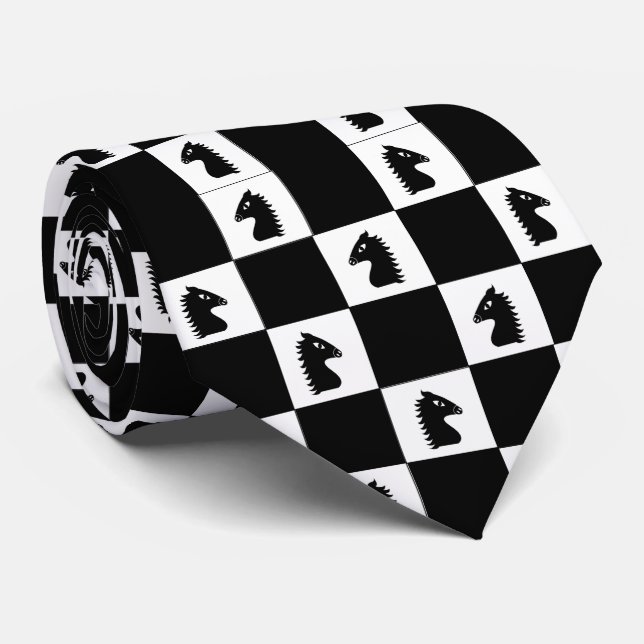 Cravate Jeu d'échecs du Cavalier Noir  (Roulé)
