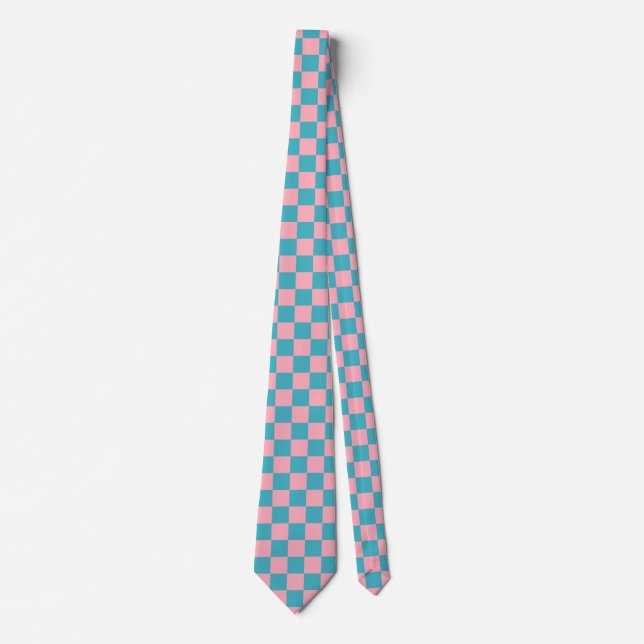 Cravate Jockey soies damier rose Aqua Derby (Devant)
