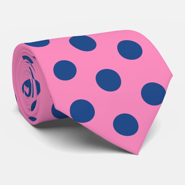 Cravate Jockey soies French Blue Dots sur Pink Derby (Roulé)