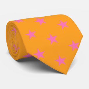 Cravate Jockey soies orange avec étoiles roses Derby