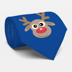 Cravate Joli Cartoon Reindeer Christmas Fun Blue