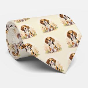 Cravate Joli chiot Beagle tricolore noir, fauve et blanc