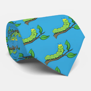 Cravate Joli dessin animé de chenille verte mignonne
