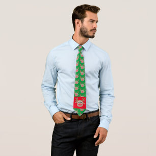 Cravate Joli Dessin de Noël Reindeer Fun Green