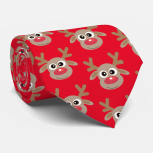 Cravate Joli dessin Reindeer Motif Noël Fun Rouge