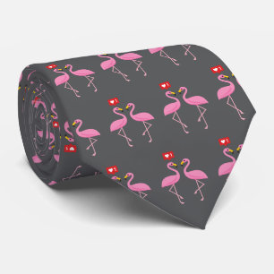 Cravate Joli Flamant Rose Comme Coeur