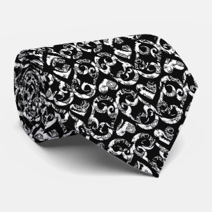 Cravate Joli fond de coeurs vintage noir et blanc