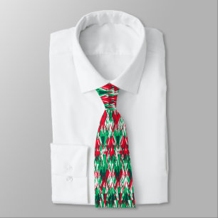 Cravate Joli motif aztèque abstrait rouge vert