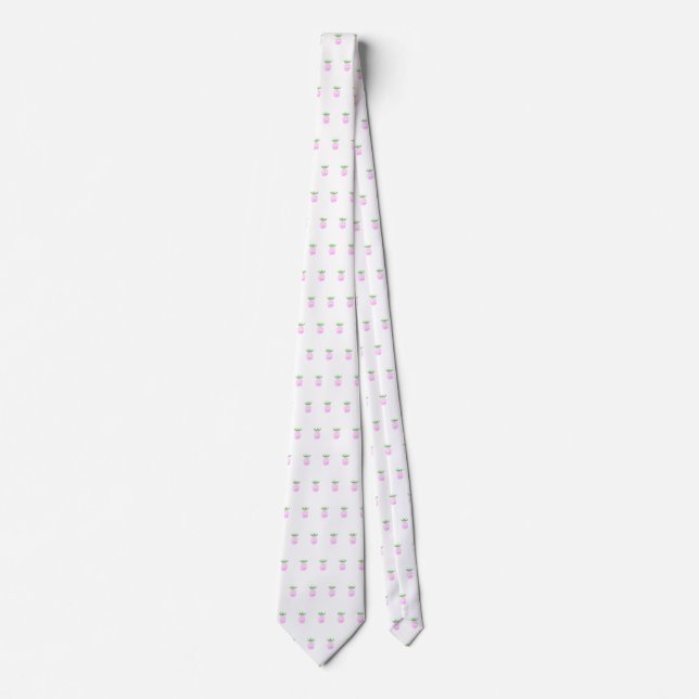 Cravate Joli motif de ananas rose tropical  (Devant)