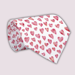 Cravate Joli motif de cœur d'amour aquarelle rose