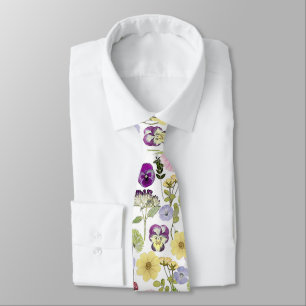Cravate Joli motif de fleurs sauvages fleuri