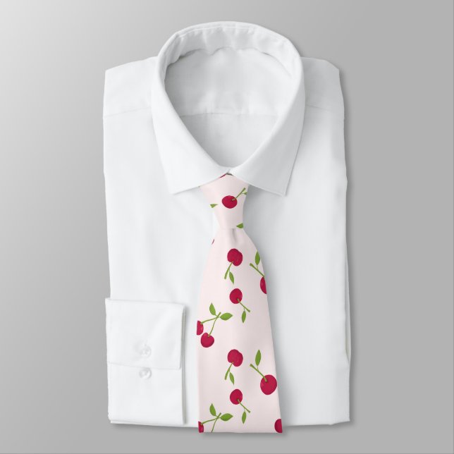 Cravate Joli motif d'impression de cerise Coquette Monogra (Attaché)