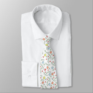Cravate Joli motif floral dessiné à la main avec des cœurs