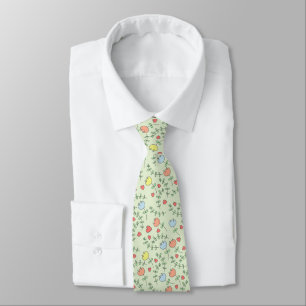 Cravate Joli motif floral dessiné à la main avec des cœurs