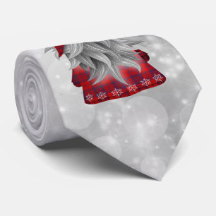 Cravate Joli Noël Gnome à Carreaux de Noël