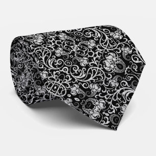 Cravate Joli noir dalmate fleurs design arrière - plan