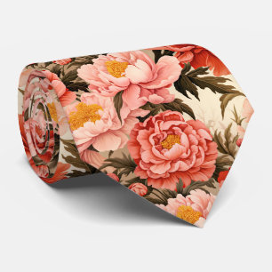 Cravate Joli Peine rose Vintage motif floral