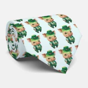 Cravate Joli porc irlandais vert en vêtements fantaisistes