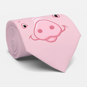 Cravate Joli Visage De Cochon Rose