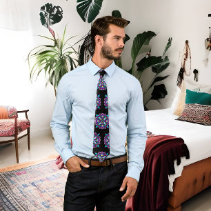 Cravate Jolie couleur violet Mandala Mystique