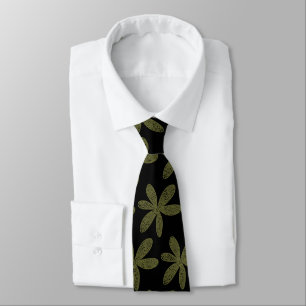 Cravate Jolie fleur - Olive Drab on Black
