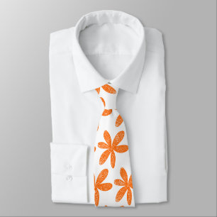 Cravate Jolie Fleur - Orange on White