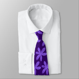 Cravate Jolie fleur - Violet bleu sur violet profond