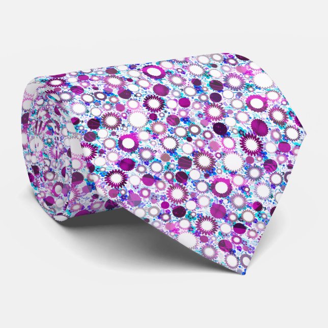 Cravate Jolies fleurs colorées soleils motifs (Roulé)