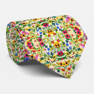 Cravate Jolies fleurs printanières colorées florales