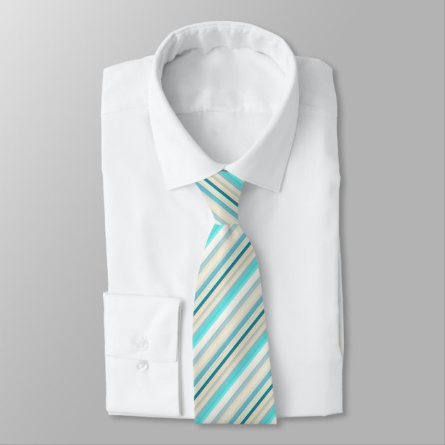 Cravate Jolies rayures aqua blanc (Attaché)