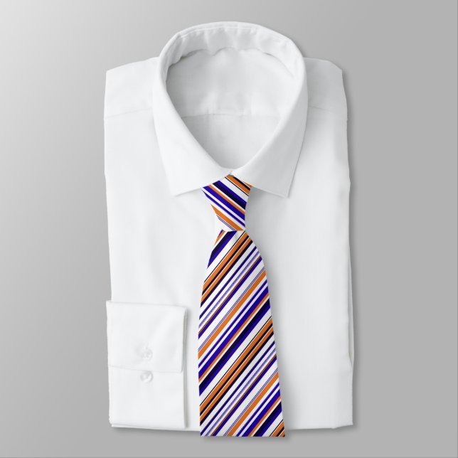Cravate Jolies rayures bleues orange (Attaché)