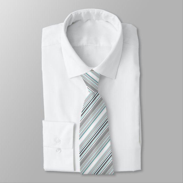 Cravate Jolies rayures grises aqua (Attaché)
