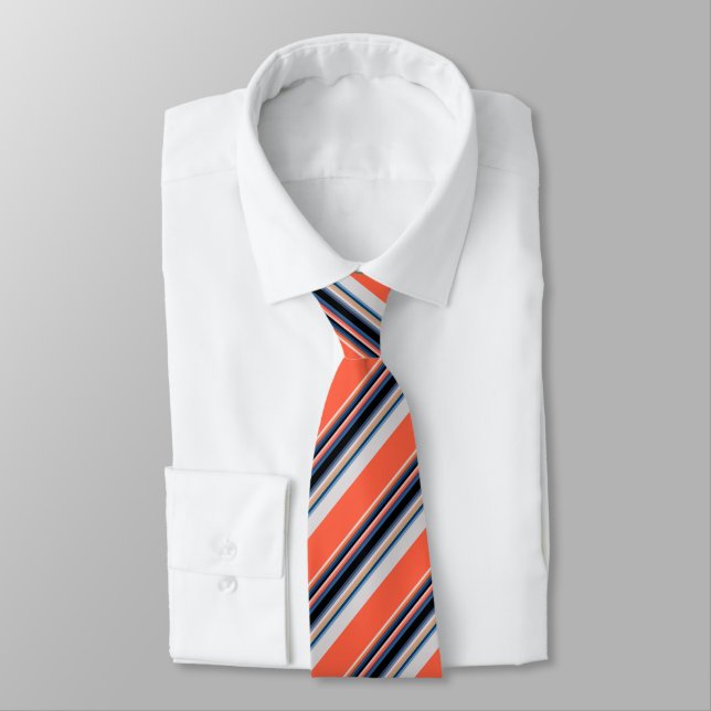 Cravate Jolies rayures orange bleu (Attaché)