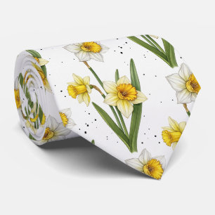 Cravate Jonquille Floral de Printemps en Jaune et Vert 2