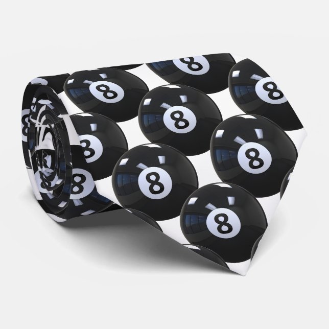 Cravate Joueur de billard américain 8 Ball Blanc Cool (Roulé)