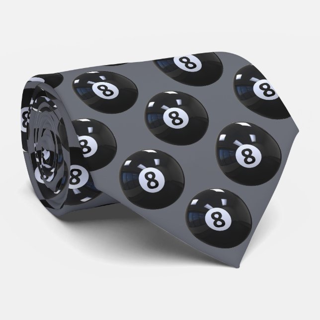 Cravate Joueur de billard américain 8 Ball gris cool (Roulé)