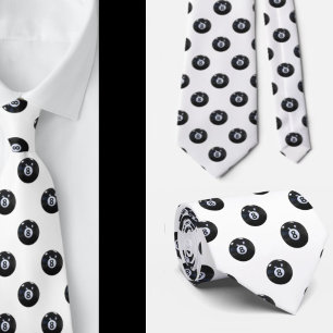 Cravate Joueur de billard américain 8 Ball noir et blanc C
