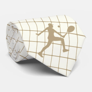 Cravate Joueur de tennis sur Tan Check Necktie