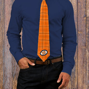Cravate Jour de Jeu Motif Orange & Navy
