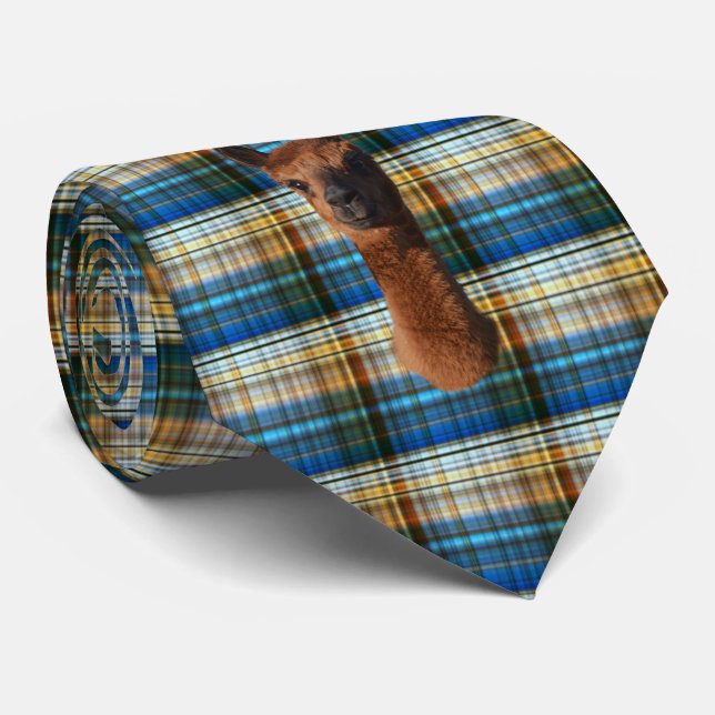 Cravate Joyeux Apacas Sur Une Impression Tartan Vérifiée, (Roulé)
