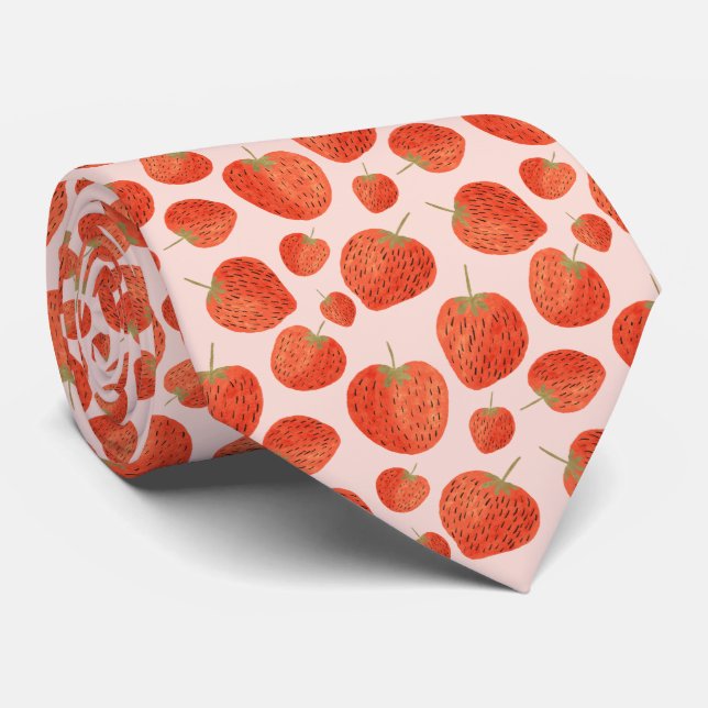 Cravate Joyeux fermier moderne Motif alimentaire de fraise (Roulé)