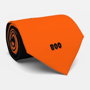 Cravate Joyeux Halloween Orange Noir Personnalisé