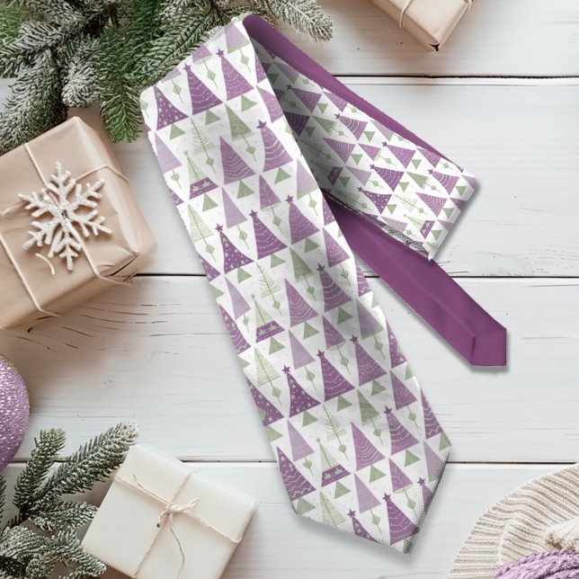 Cravate Joyeux Motif de Noël vert violet #25 ID1009 (Créateur téléchargé)