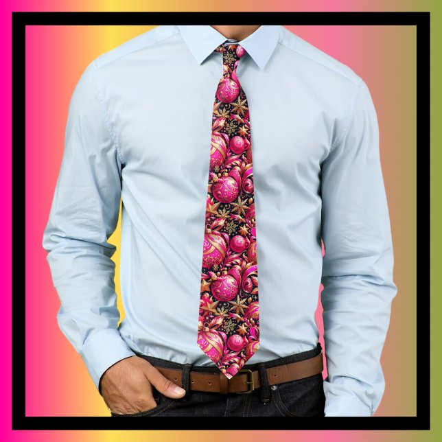 Cravate Joyeux Noël brillant Ornements Snowflakes Étoiles (Créateur téléchargé)