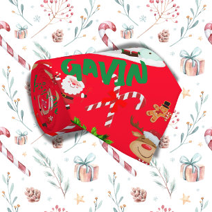 Cravate Joyeux Noël Monogrammé sur arrière - plan rouge