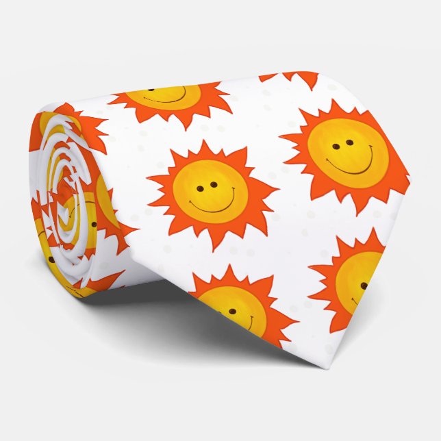 Cravate Joyeux soleils de dessin animé souriant (Roulé)