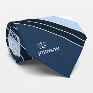 Cravate Justice d'avocat des rayures de blanc de bleu