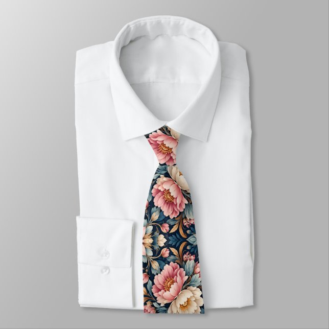 Cravate Kaleidoscope Floral Moderne Symétrique (Attaché)